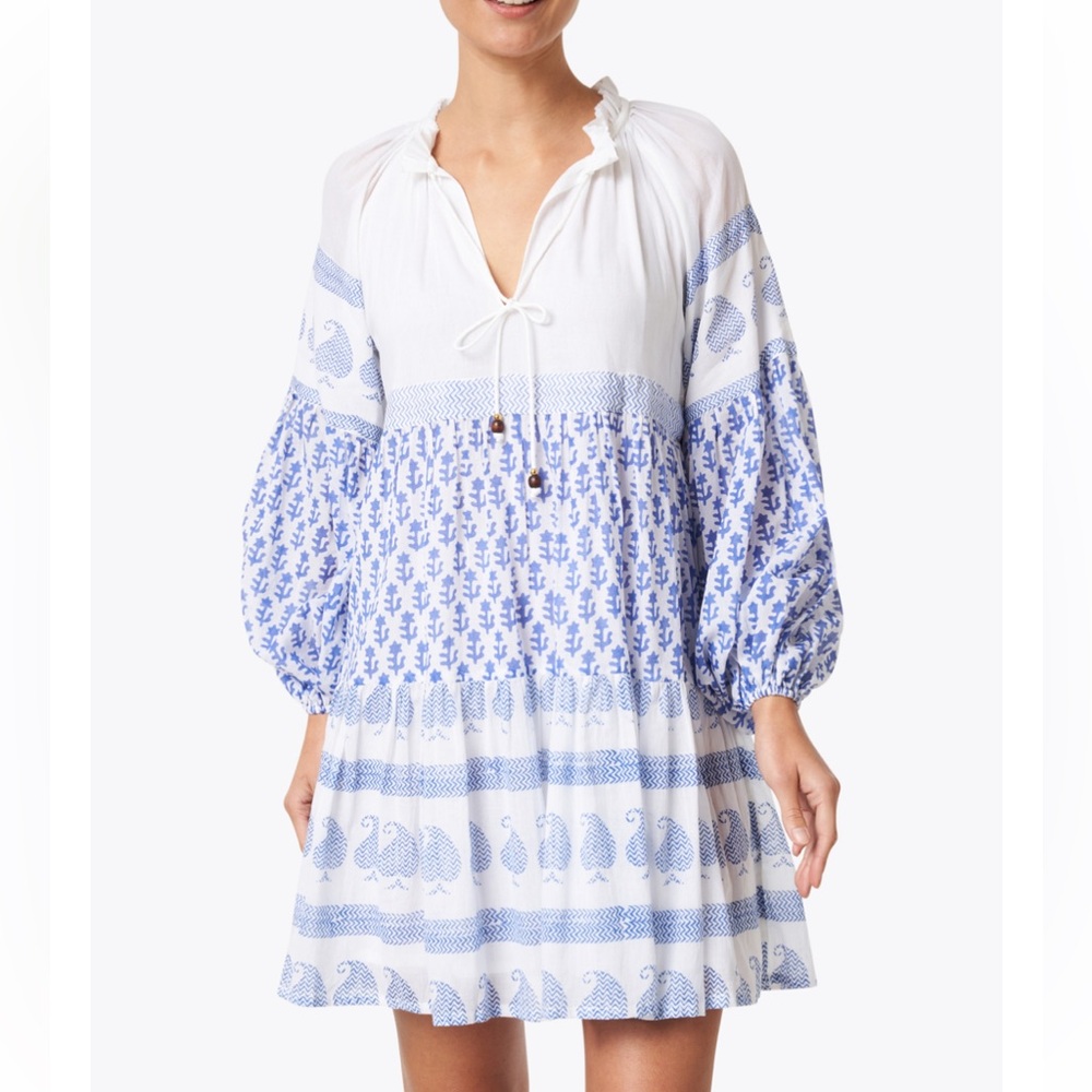 Oliphant Flora Blue and White Dress